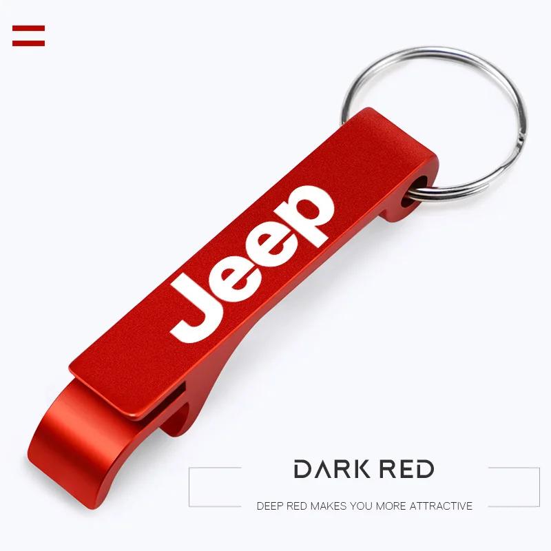 

For Jeep Car Key Ring Buckle Bottle Opener Creative Keychain For Jeep Grand Cherokee Wrangler JK Gladiator Compass Renegade W
