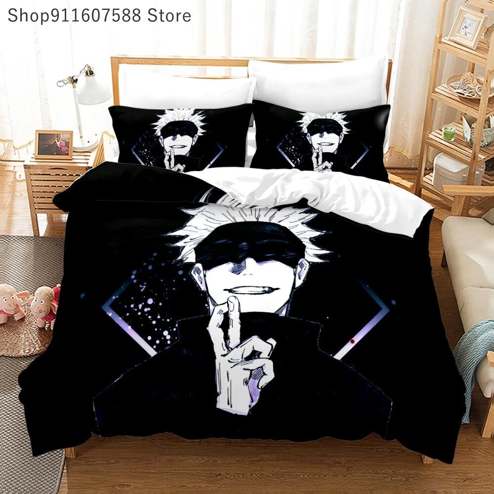 Japonské Anime Jujutsu Kaisen Ložní Souprava Queen King Double Povlak na Přikrývku a Povlak na Polštář Dekorace pro Děti Měkký Domácí Textil