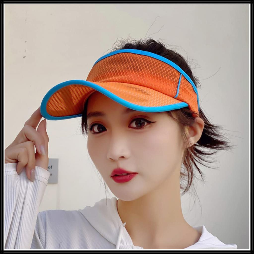 Visor Sonnenschutz Visor Schlichtes Logo Hut Leicht Schnelltrocknend Laufen Langkrempige Kappe CA525 [White Fang] Damen (blau)