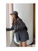 Women's Gray Petite Korean-Style Suit Jacket - Spring/Autumn 2025 Casual High-End Design