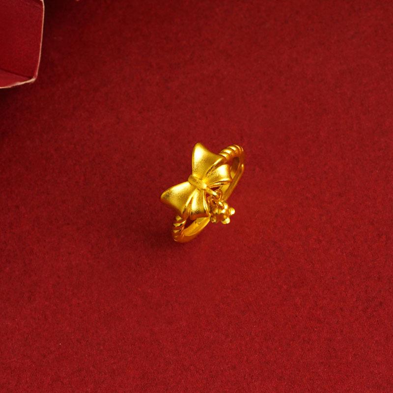 Vietnam Gold-Plated Clover Necklace, Ring & Five-Flower Bracelet Set