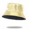 Cappello a secchiello in ecopelle da donna Reversibile in PU Cappello da sole Moda Autunno Impermeabile Cappello da pescatore Cappello a secchiello da sole Reversibile