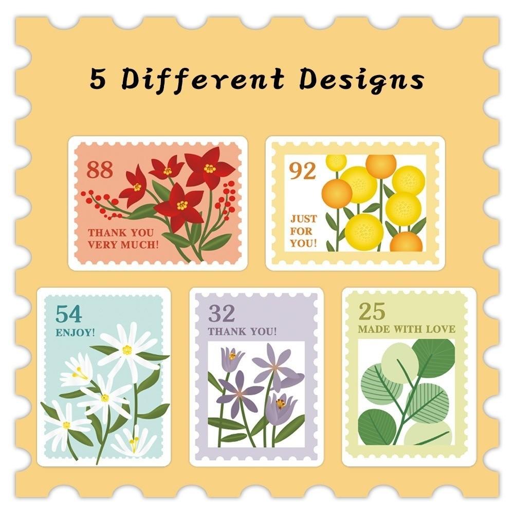 500pcs/Roll Pretty Flower Pattern Flower Stamps Stickers Self-Adhesive Retro Decorative Stickers Scrapbooking Sticker Notebook