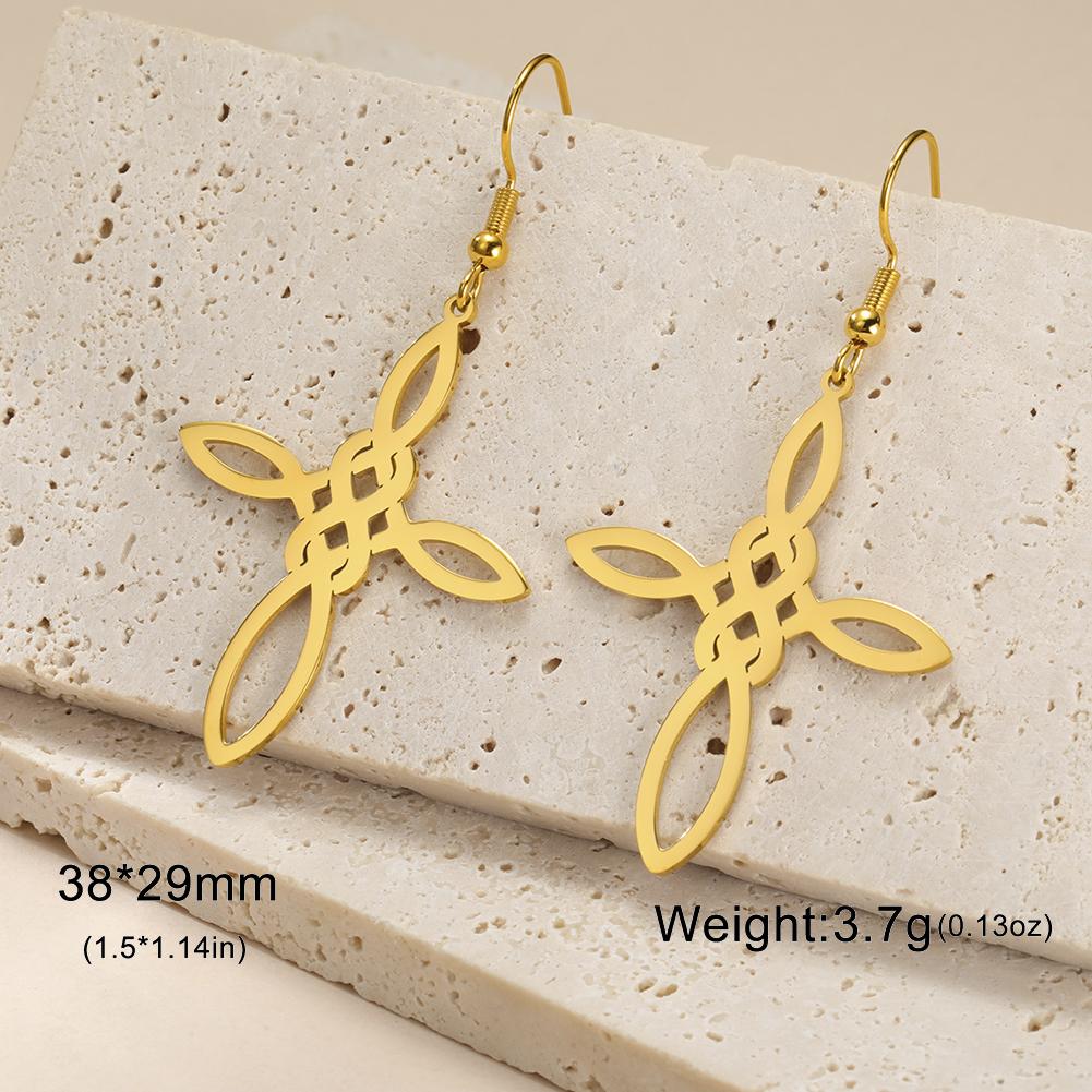 LIKGREAT Stainless Steel Celtic Infinity Knot Dangle Earrings for Women Lady Elegant Hook Charms Good Luck Jewelry New Year Gift