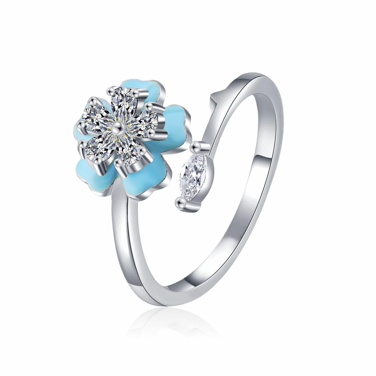 

SMJEL Enamel Flower Zircon Ring For Women Adjustable Gold Plated Index Finger Rings Luxury Minimalist Gift For Her resizable