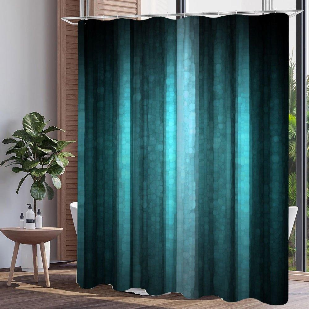 Elegante Petrol Ombre Print Waterdicht Douchegordijn Voor Badkamer, Modern Abstract Ontwerp High-End Toilet Scheidingsgordijn