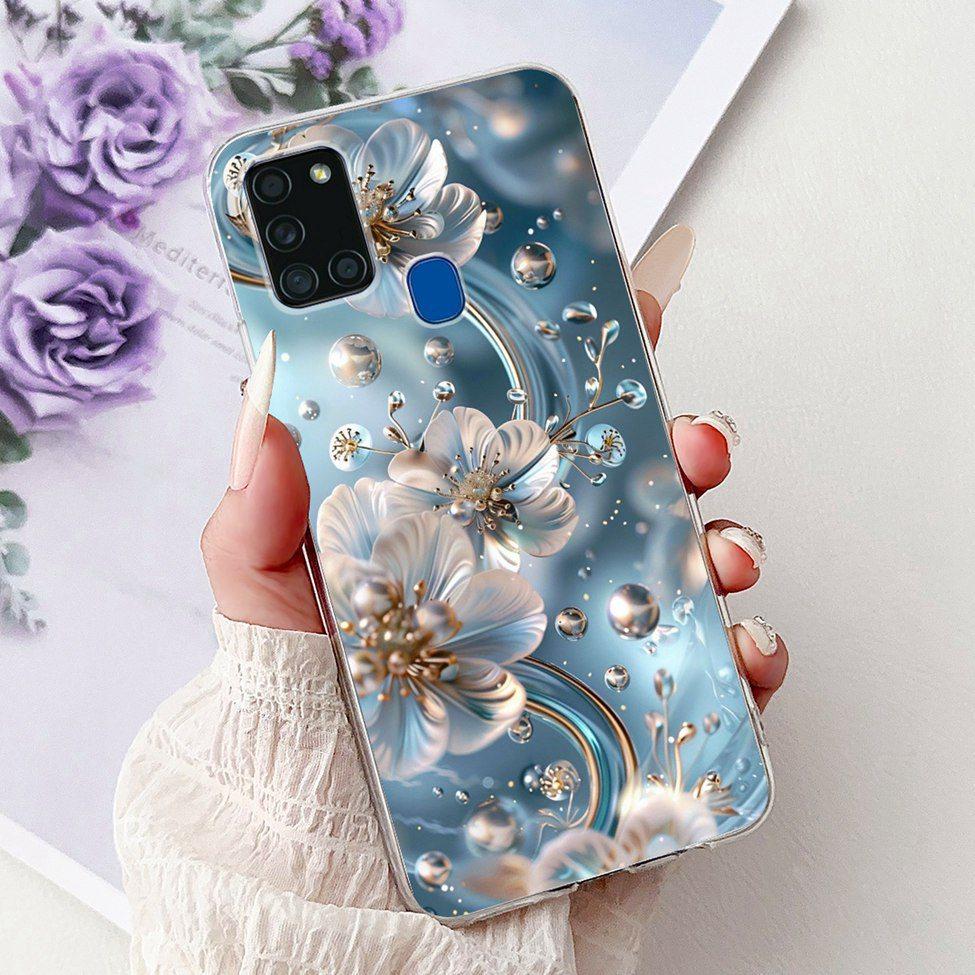 For Samsung A21s Case Cover Clear Fashion Luxury Cute Painted Back Cover For Samsung Galaxy A21s Phone Case A217F A217M A217N