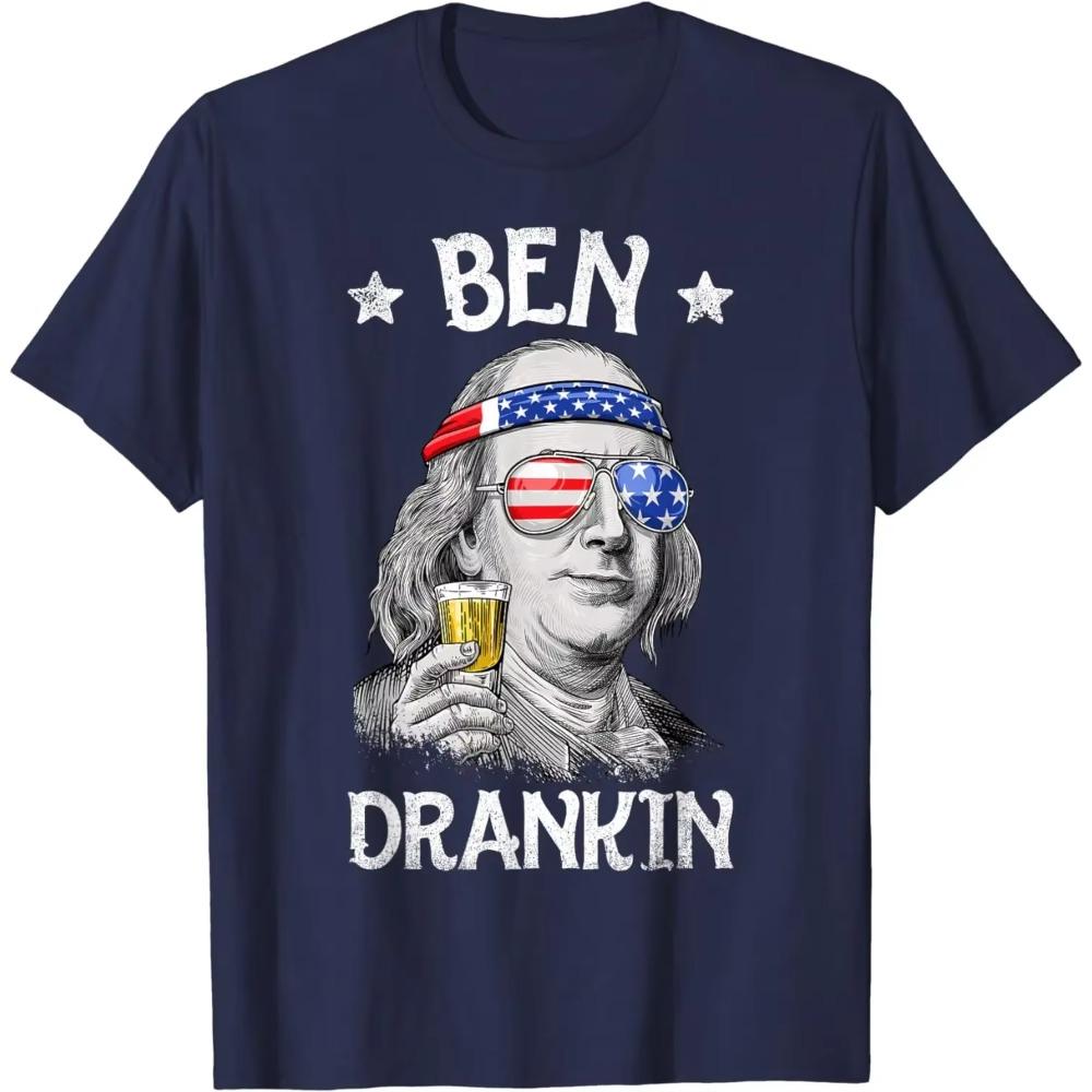 Ben Drankin 4th of July Benjamin Franklin Men Women USA Flag T-Shirt