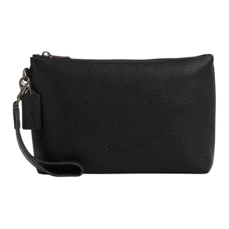 

COACH 27 Gold Hardware Cowhide Clutch Large Size Couple Style Black чорний