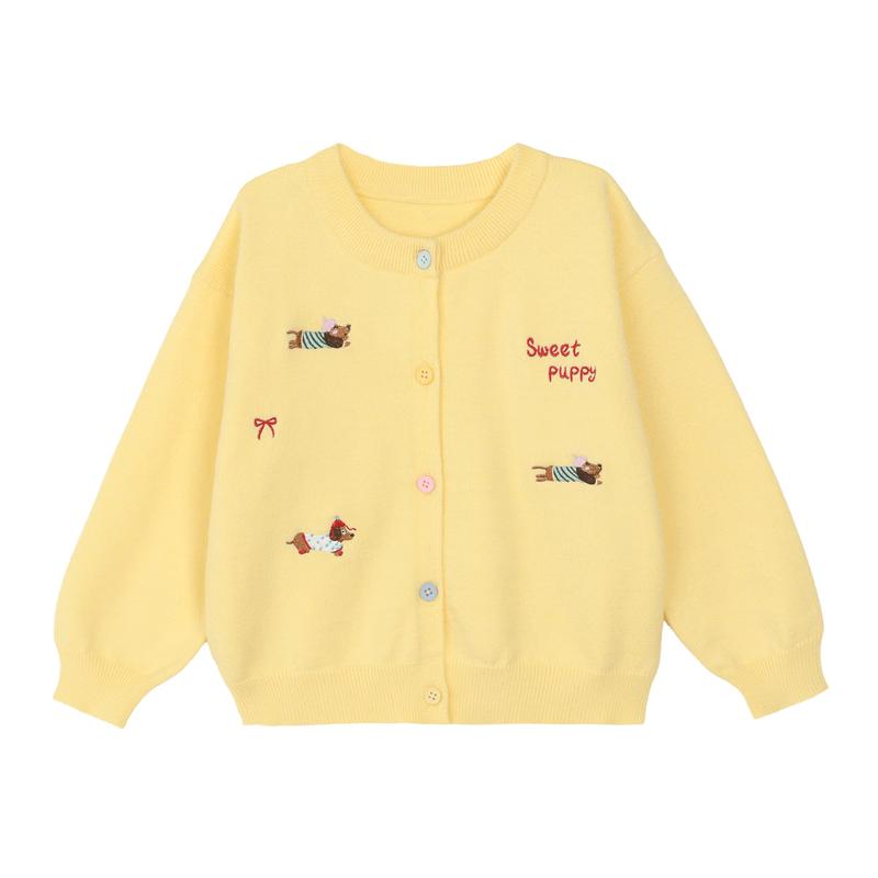 LUSON Okids Girls  Soft Embroidered Knit Cardigan 90