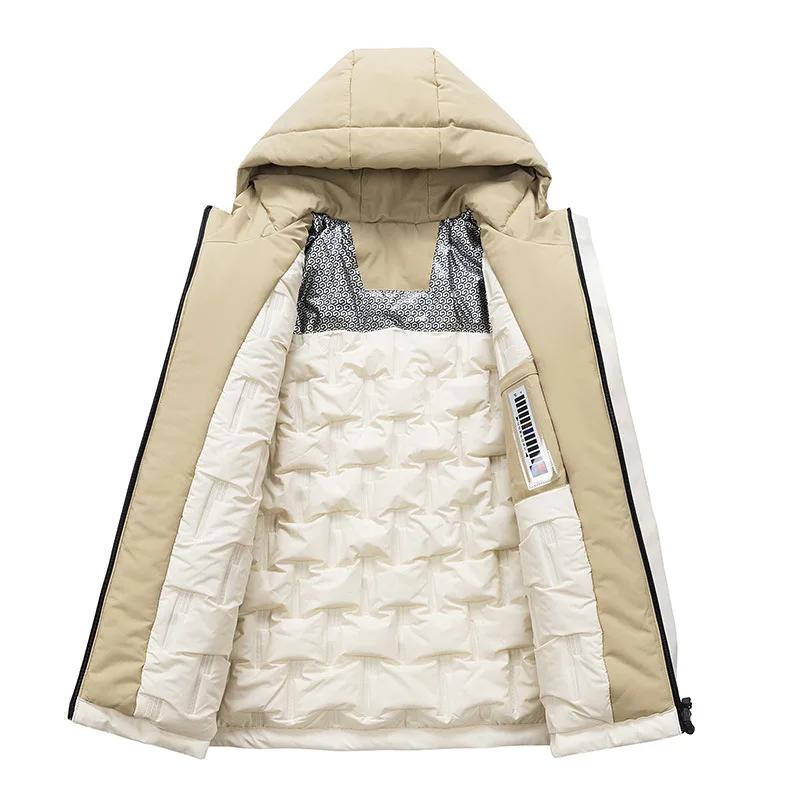 Зимняя мужская мода с капюшоном парки толстые свободные теплая водонепроницаемая куртка — фото 5