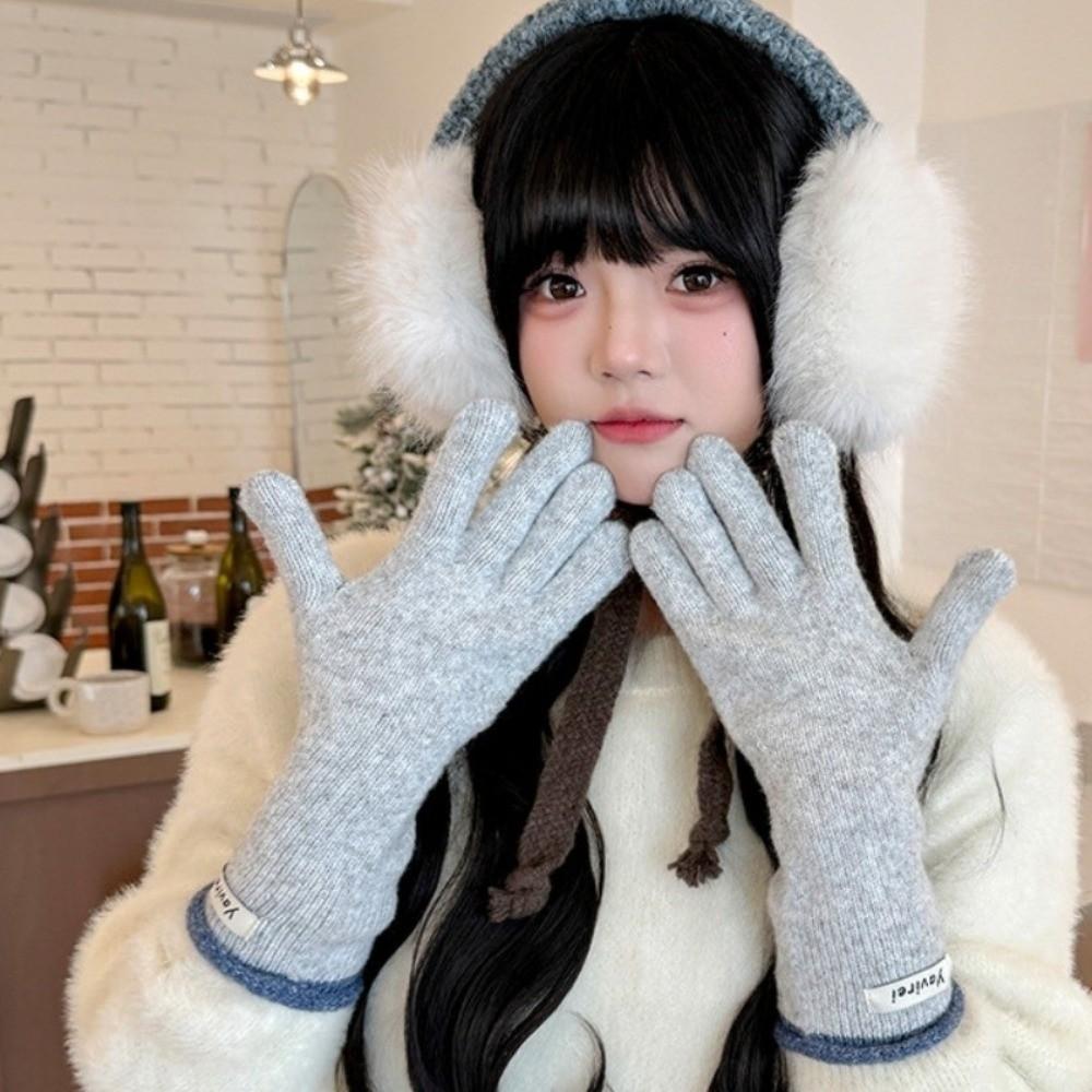 Fleece Lined Warm Touch Screen Gloves Windproof Long Cuff Gloves Girls