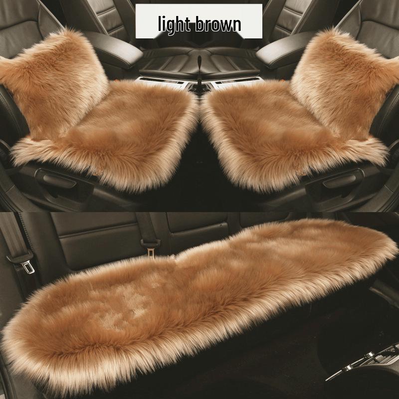 Winter Plush Imitation Wool Car Seat Cushion Set: Non-Slip, Thickened, No Backrest, 3-Piece.