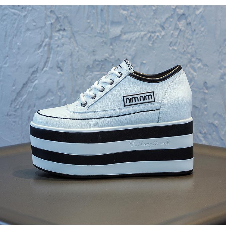 Fashion Fashionable Women's White Wedge Casual Shoes Spring Autumn New Arrival with Thick-soled Platform and Internal Height Increase