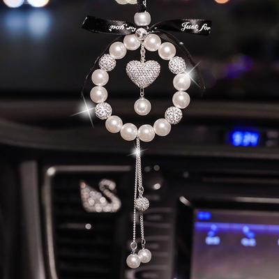 Car Pendant Pearl Pendant Car Rearview Mirror Loading Goddess Inlaid Diamond Pendant Special Supply