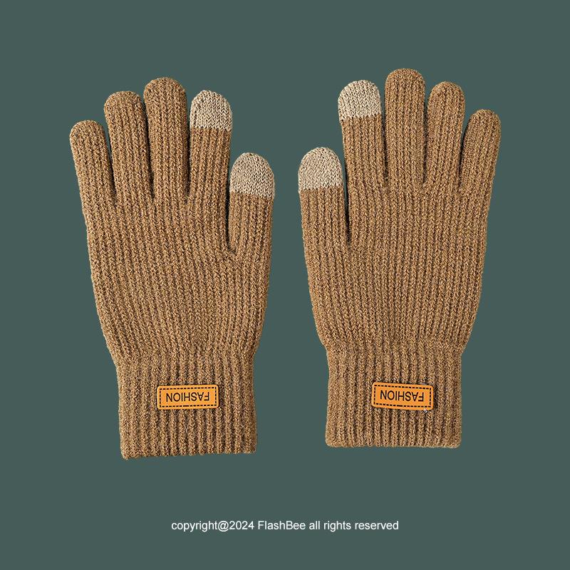 Dopamine Color Flip-Top Wool Knit Gloves for College Students - Unisex, Warm, Half-Finger, Autumn & Winter