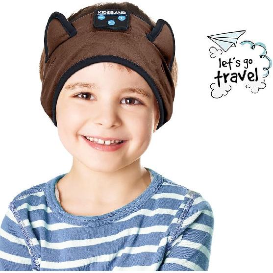 KIDSBAND Kids Headphones Bluetooth Headband Adjustable, Wireless Sleep Headphones for Kids with Wired Playback 3.5 MM Jack for