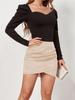 Suede Solid Color Buttocks Wrapped Skirt Pleated Irregular Zippered Short Skirt for Women's Clothing