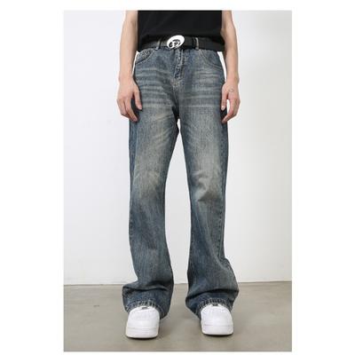 Long Trousers Vintage Micro-large Straight Jeans Men's Loose and Versatile Washed Pants Straight Loose Jeans for Men Fashionable and Comfortable