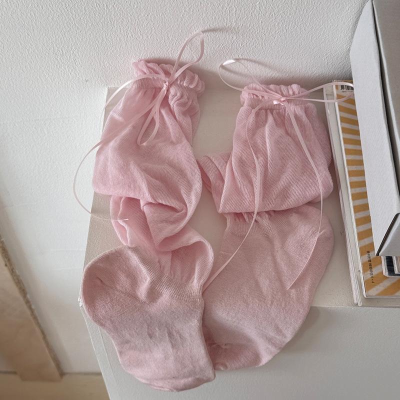 Women'S Stockings High Quality Modern  Simple Cute Japanese Style Long Women Socks Mesh Bow Sweet Knee High Socks Thin White