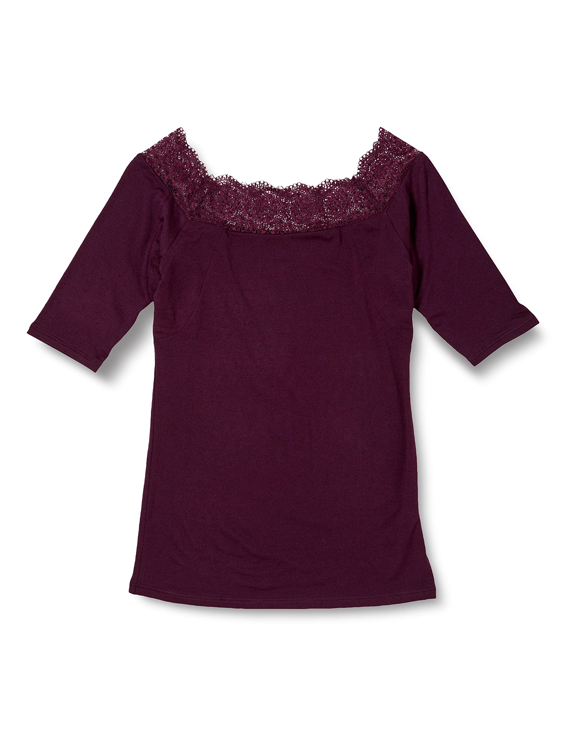 

Внутренняя футболка с передней потовпитывающей вставкой от пота сливового цвета 3L до японского размера [Cecile] улавливатель, кружево, рукав 5/8, UE-1481, женская, винный, Япония,