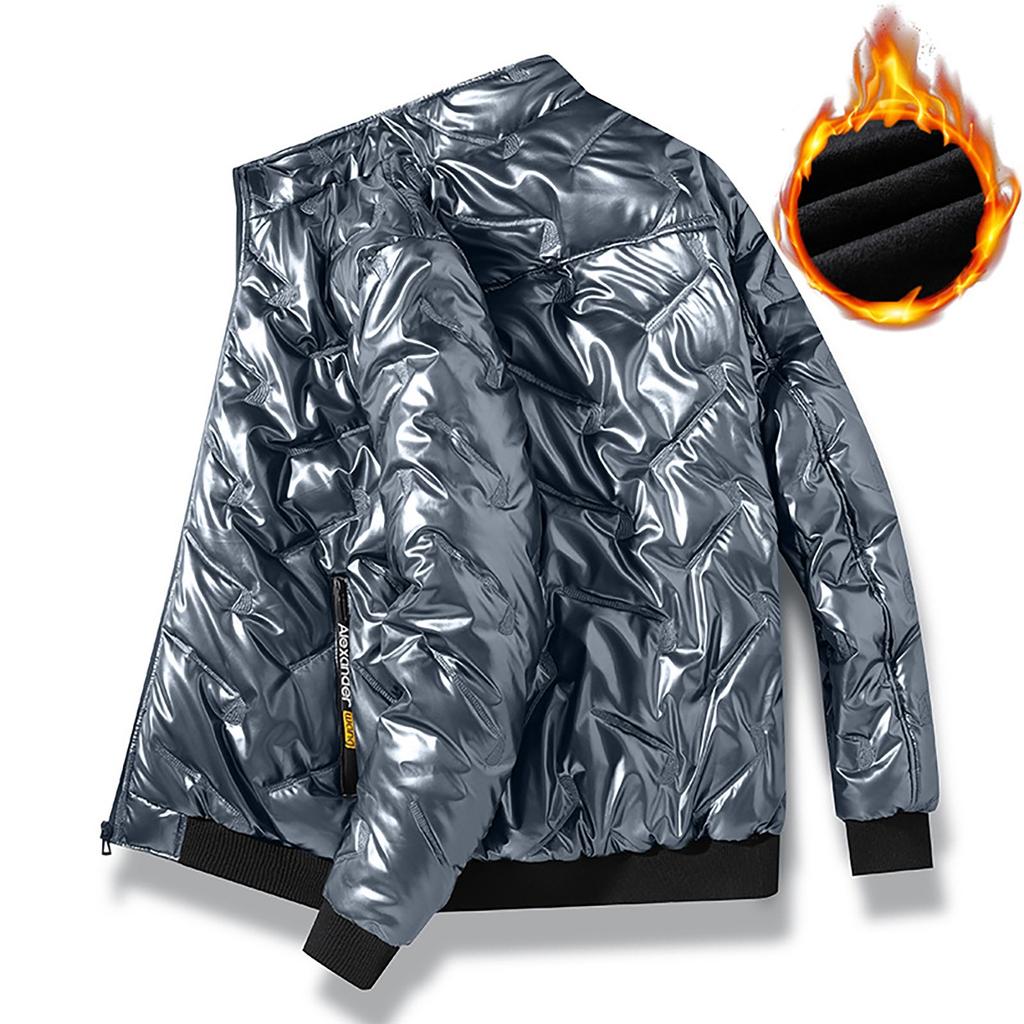 Men's Winter Casual Zipper Pocket Down Jacket Plus Down Thickened Coat Jacket Tops