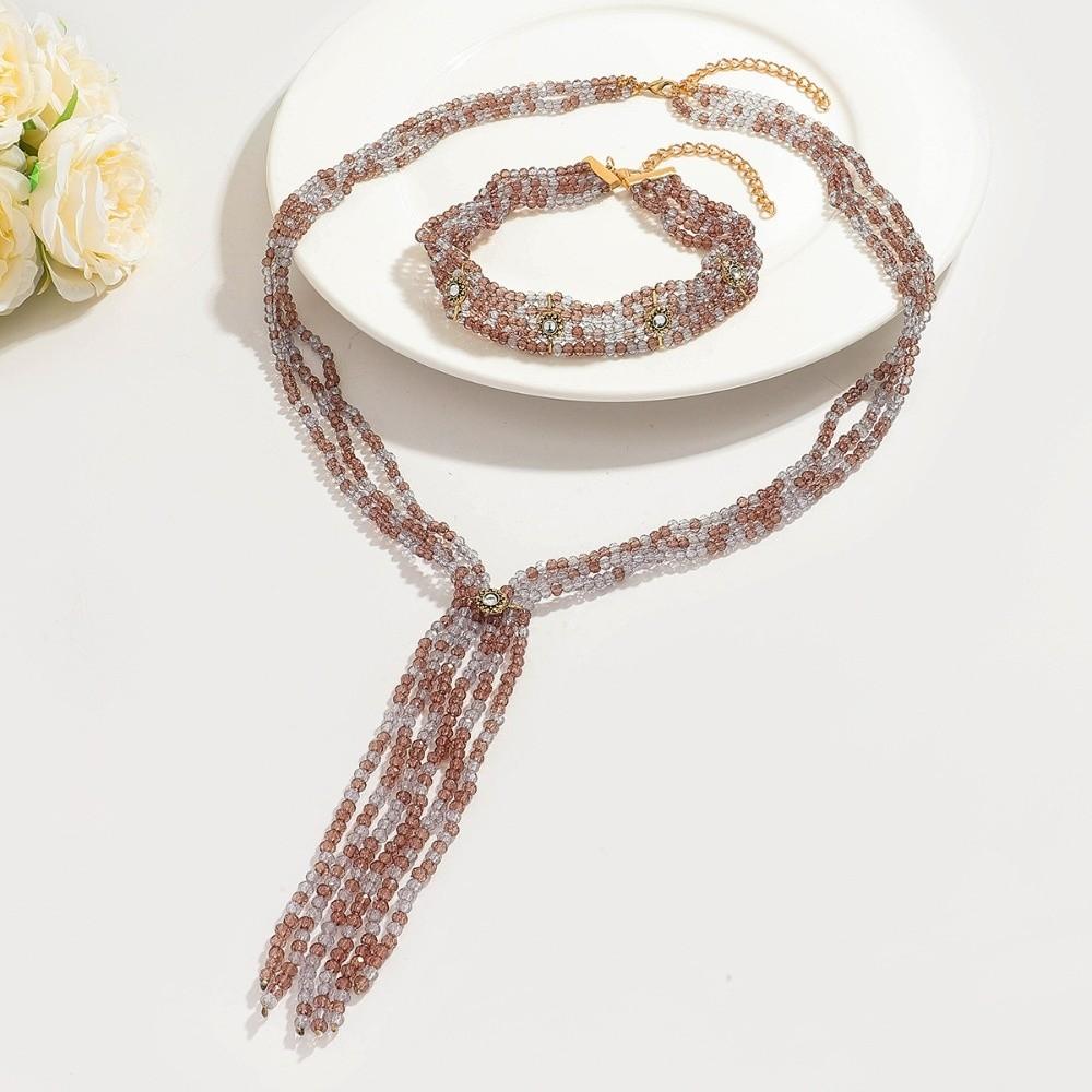 2 PCS Versatile Beaded Choker Necklace 2 Layers Women Collarbone Chain Stacked Beads Necklace  Party