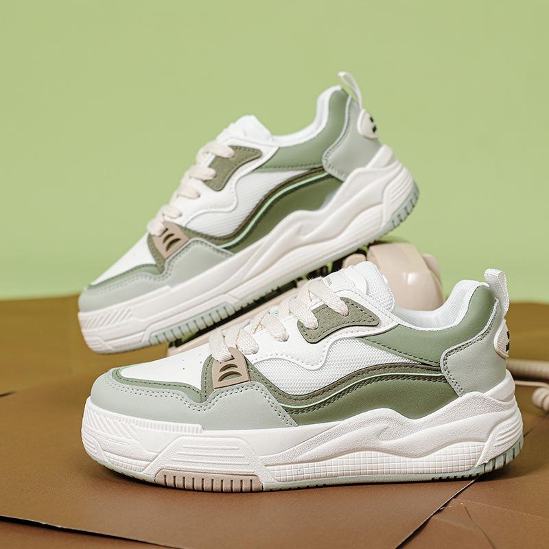 Retro Color Blocking Design Sneakers for Women's Spring Thick Soled Shoes