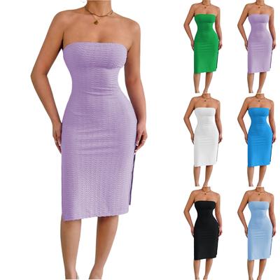 Women's Fashionable Strapless Slim-Fit Sheath Dress