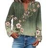 Camisa de Moda y Casual para Mujer Manga Larga Cuello en V Botones Estampada Blusa Top