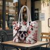 Floral Skull Printed Tote Bag Fashion Daily Carry Handbag All Match Casual Shoulder Bag for Outdoor