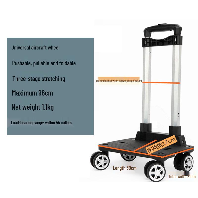 Aluminum Alloy Foldable Student Backpack Trolley with Universal Wheels