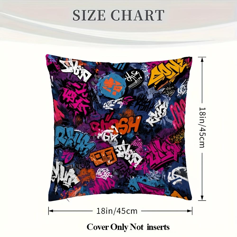 1Pc, Short Plush Decorative Pillowcase With Graffiti Art Journal Seamless Pattern - Modern Teacher Classroom Street School Appar
