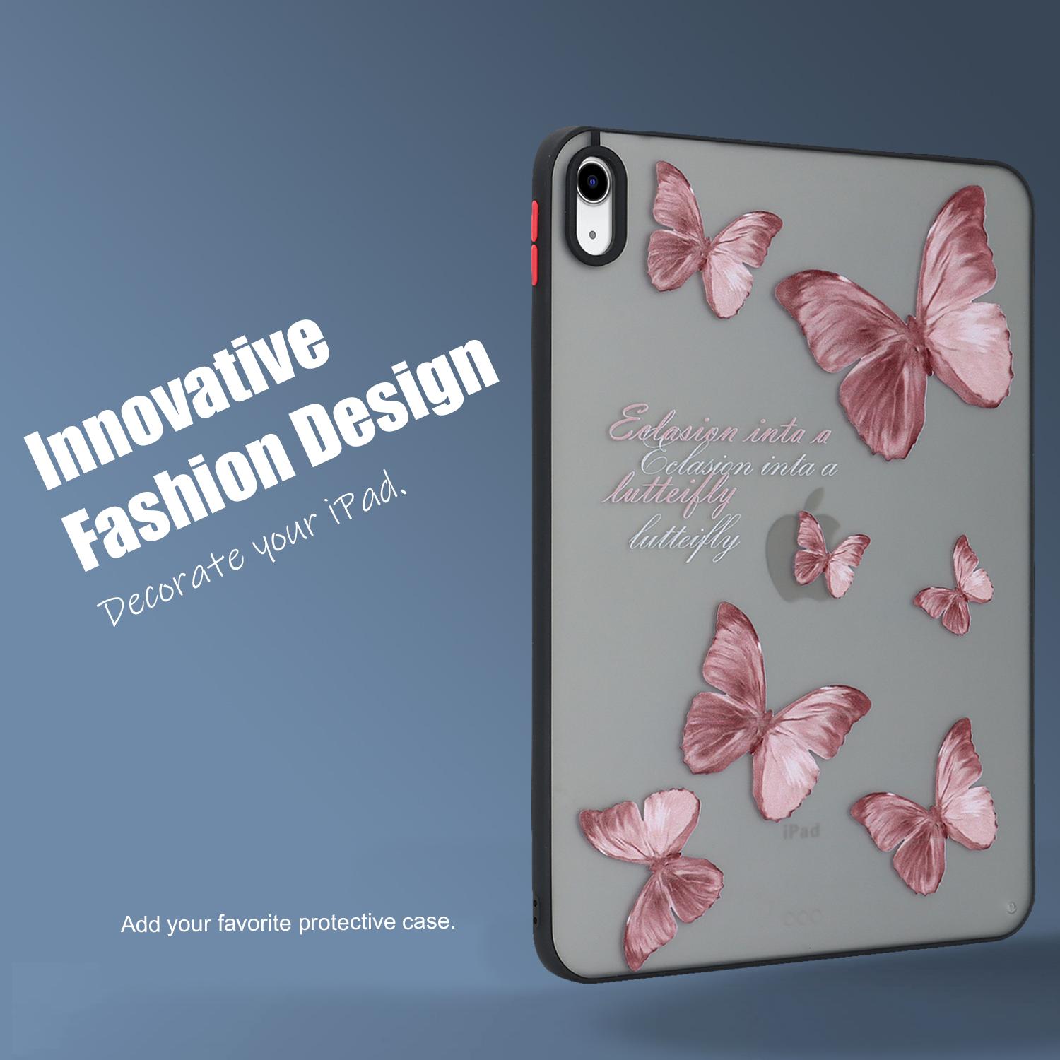 

For iPad (2025)/10.9 (2022) Soft TPU Tablet Case Pattern Printing Skin-Touch Back Cover Butterfly