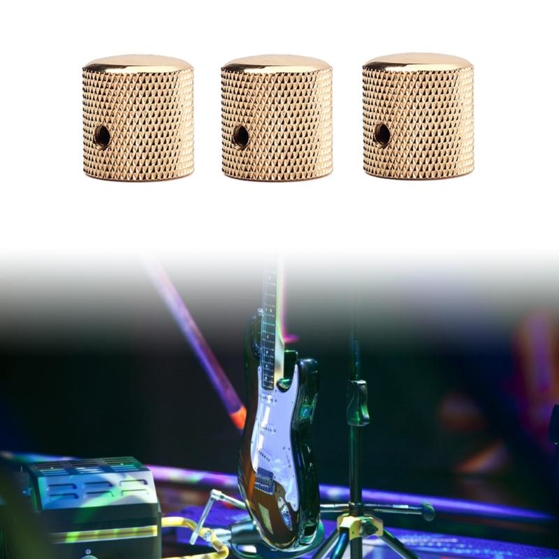 3 Pcs Electric Guitar Bass Effect Knob Volume Tone Control Knob Potentiometer Cap Metal Dome Knobs Replacement Parts