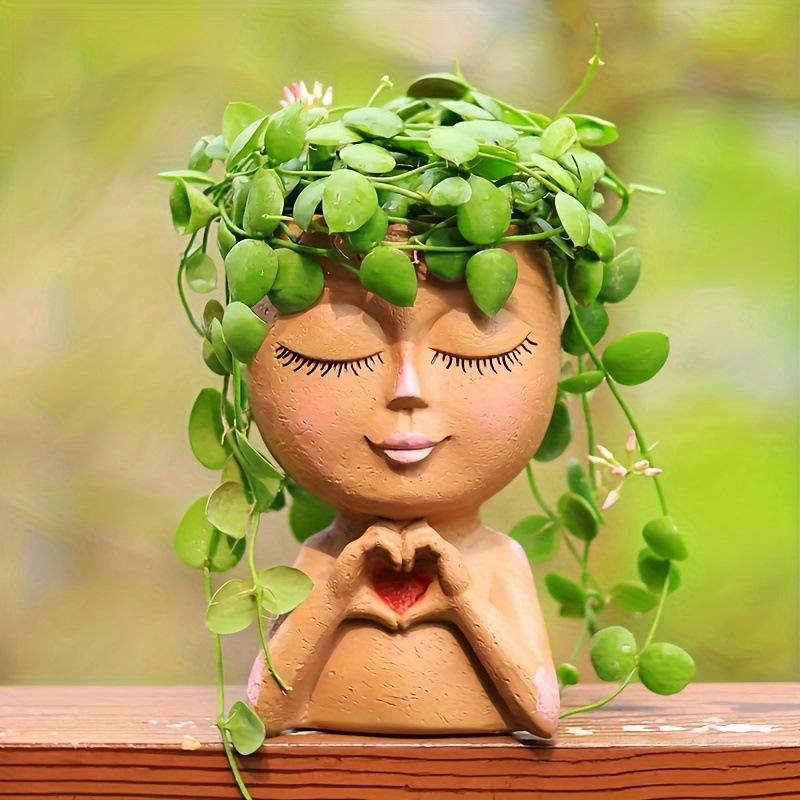 

Креативный горшок для цветов в виде мультяшного персонажа, декоративная статуэтка из смолы для дома и улицы, маленький горшок для суккулентов