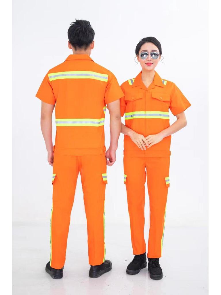 Reflective Workwear Set: Spring & Autumn, Summer Sanitation, Road Construction, Wear-resistant, Thin Long-sleeved Uniform