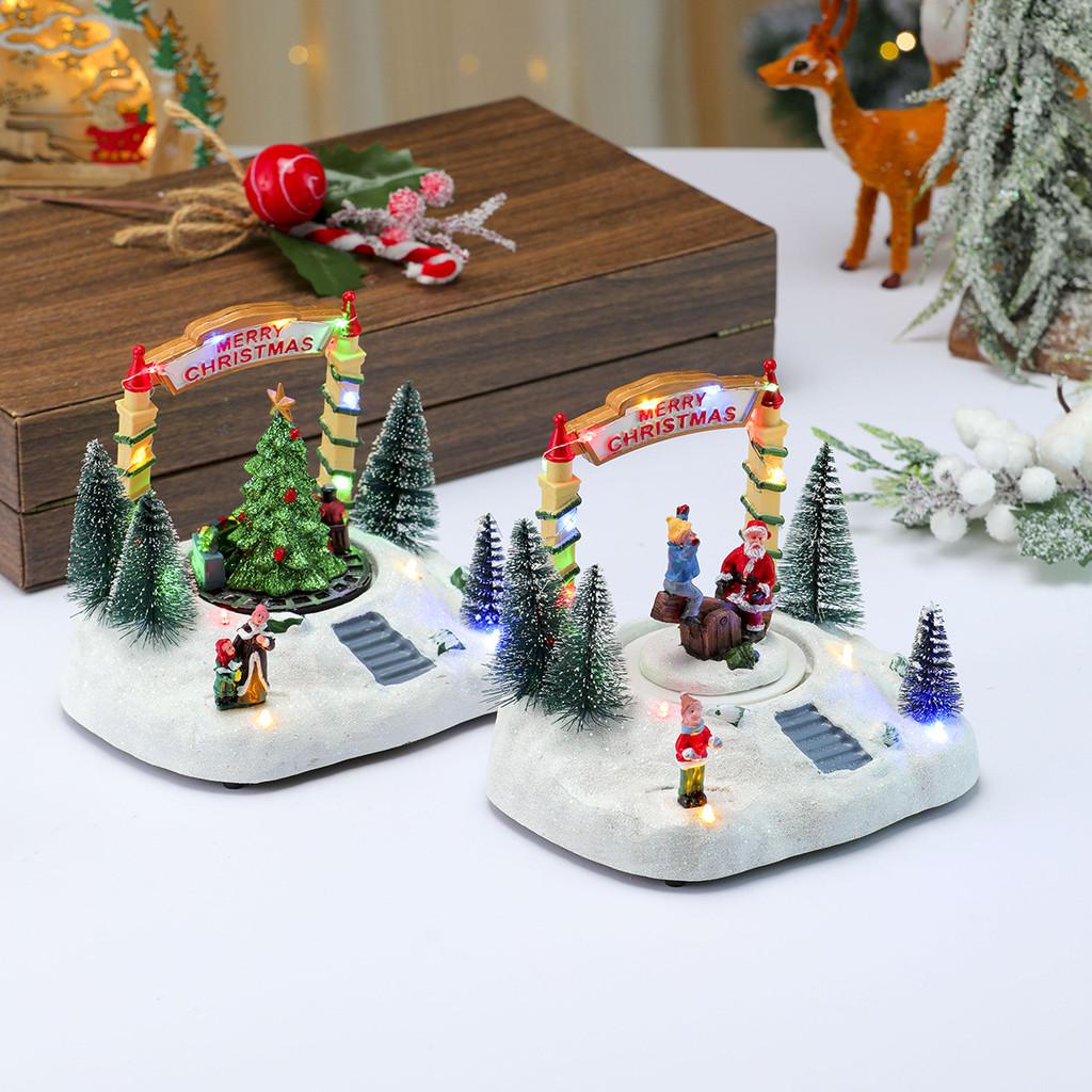 Resin Rotating Seesaw Music Box Snow Scene With Christmas Decor For Holiday Gifts And Ornament Display