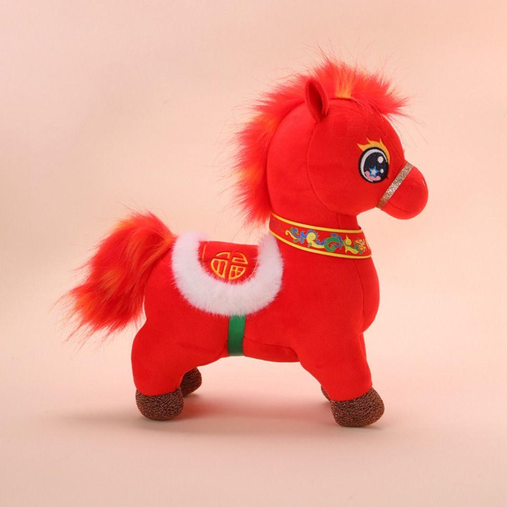 PP Cotton Plush Horse Plush Doll Chinese Style Chinese Stuffed Horse Doll  Festive Decor