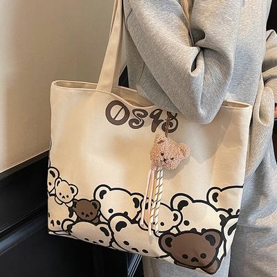 Tote Bag Women's New Canvas Shoulder Bag Cute Printed Large-capacity Student Class Tote Bag Large Capacity Canvas Tote Bag