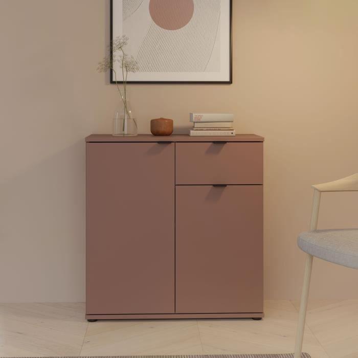 Commode - GANYMEDE - 2 portes - 1 tiroir - Terracotta - 80,1 x 34,1 x 82,3 cm