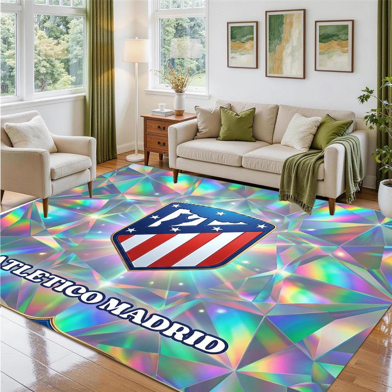 Atletico Madrid Design Crystal Velvet Rug Soft Decorative Mat for Bedroom Entrance