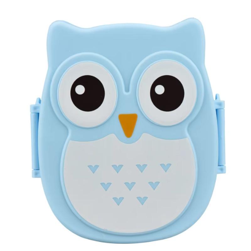 1pc Owl Lunch Box Plastic Compartment Cartoon Cute Portable Lunch Box with Lid Student Lunch Box Food Container