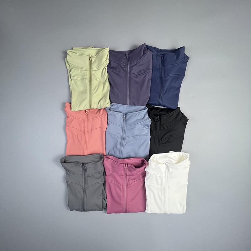 Women's Slim Fit Yoga Jacket - Long Sleeve, Stand Collar, Zipper, for Autumn/Winter Running and Fitness.