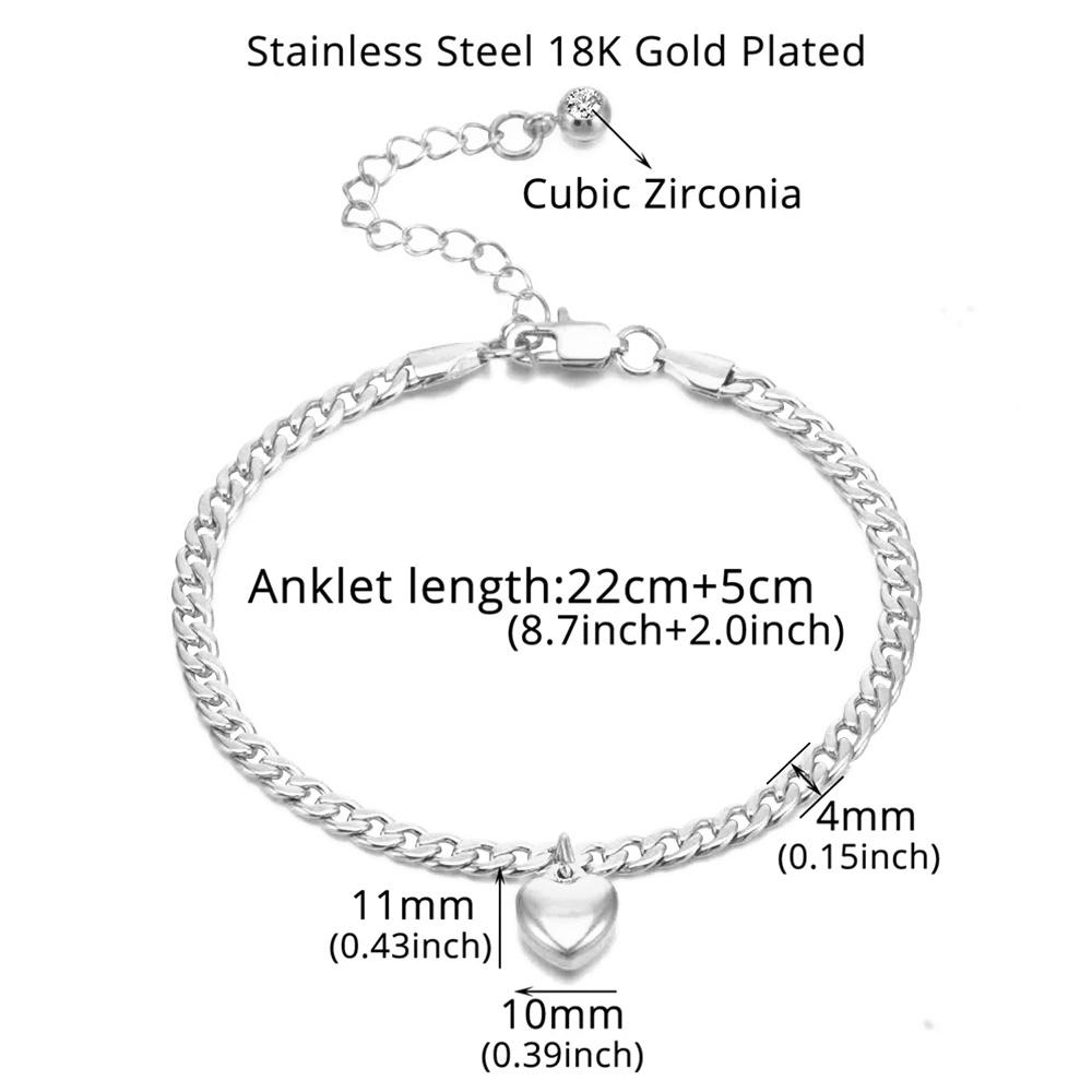Anklet For Women Gold Color Stainless Steel Cuban Link Ankle Bracelets Summer 2024  Leg Chain Beach Foot Jewelry Ancklets