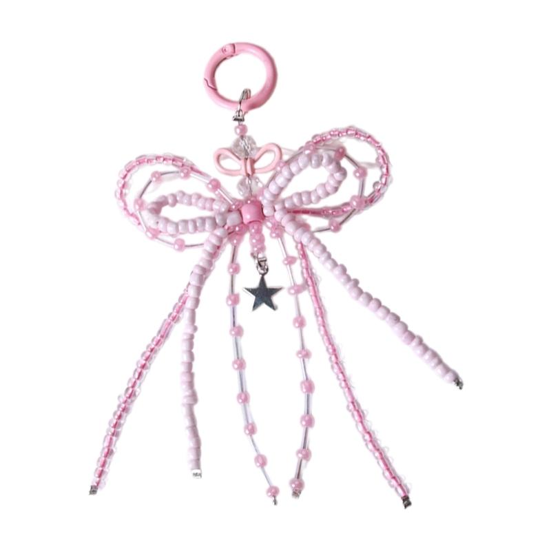 Multifunctional Beaded Keychain Stylish Bag Charm Beaded Bowknot Bag Pendant Stylish Key Adornment Beaded Keychain