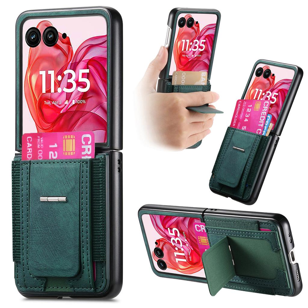 For Motorola Razr 60 Ultra 5G Case Kickstand Retro Leather Back Cover with Card Holder