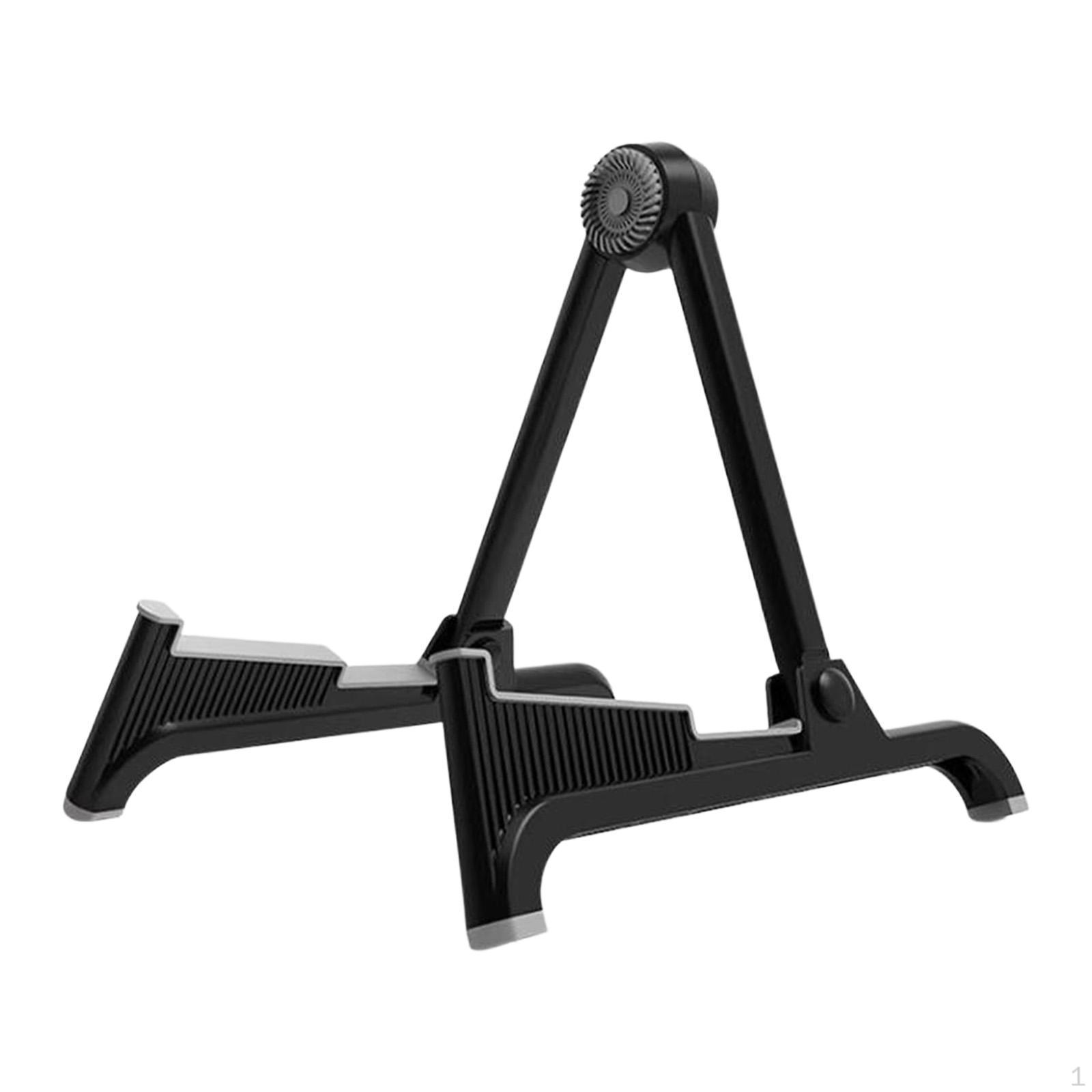 

Floor Guitar Holder Lightweight Folding Instrument Stand Music for Electric Bass Black Gray