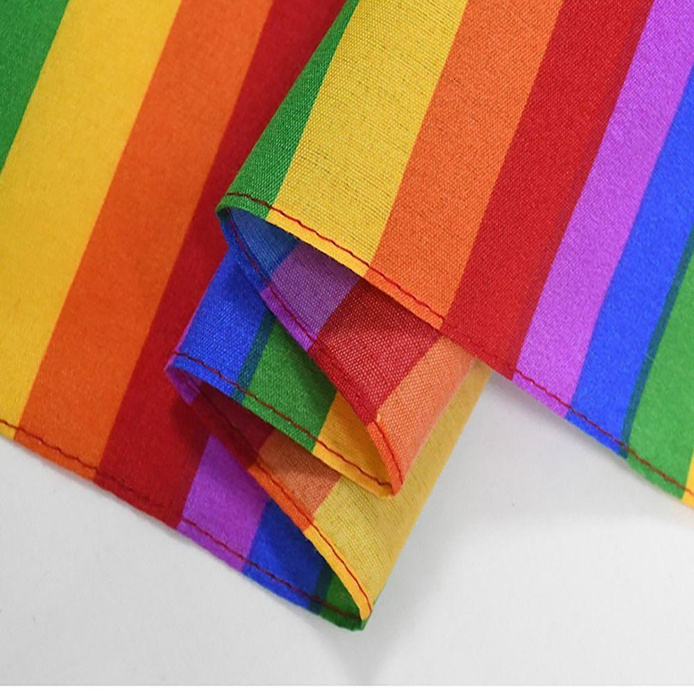Trendy Style Rainbow Pocket Square Scarf Bandana Headband Wristband Neck Tie for Gay Lesbian Pride Festival Parade