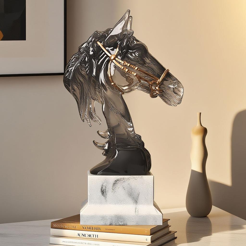 sculpture Horsehead ornament Great Strong War-Horse Sculpture Office wine cabinet decor ornaments Horse Head Statue Home Decor